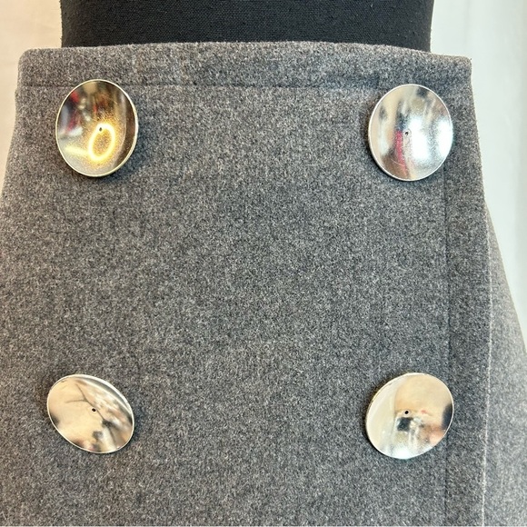 STELLA McCartney gray Pelier wrap front wool cashmere blend button skirt Sz 38 - Picture 6 of 15